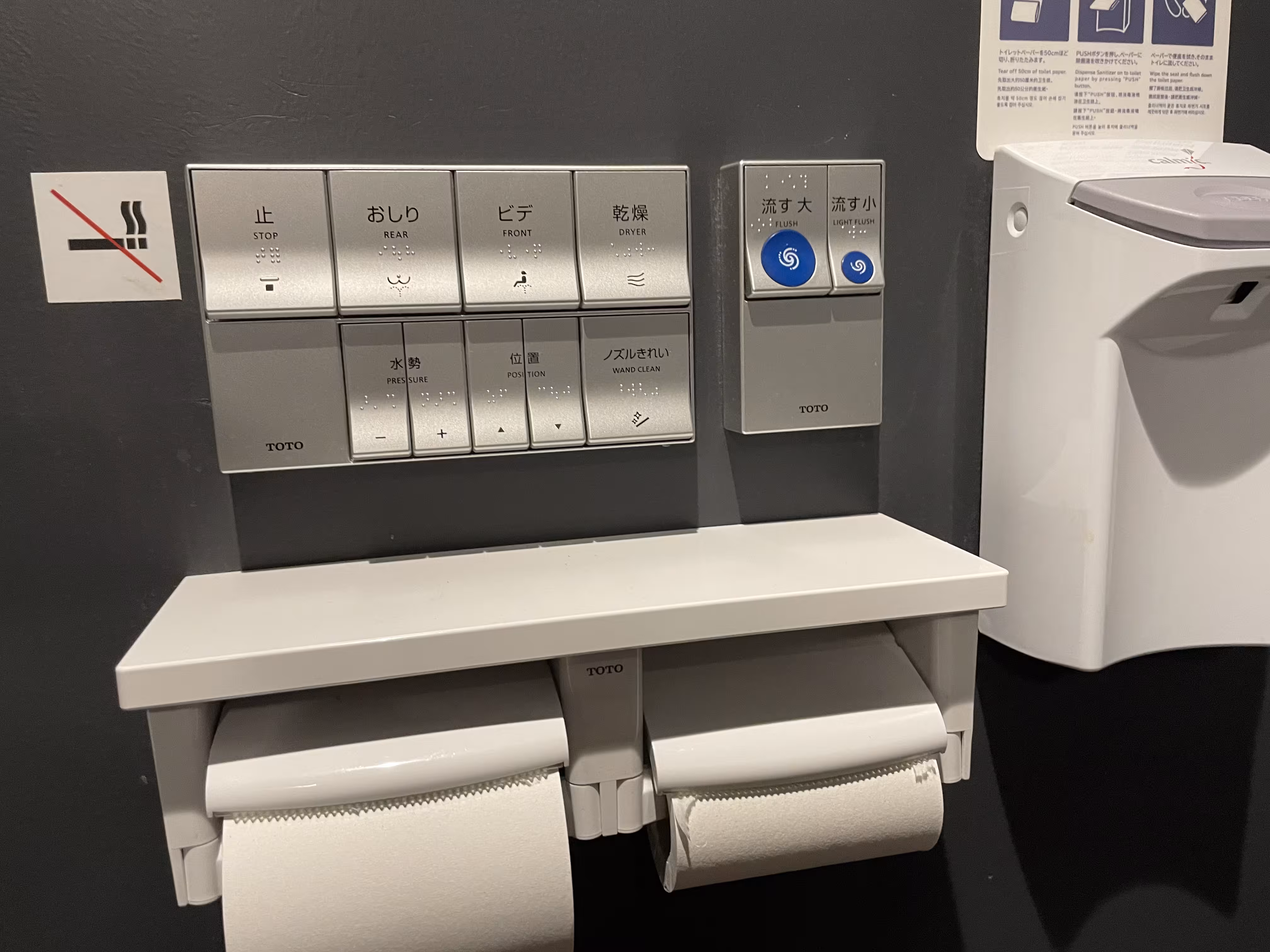 Bidet options in a Japanese public toilet